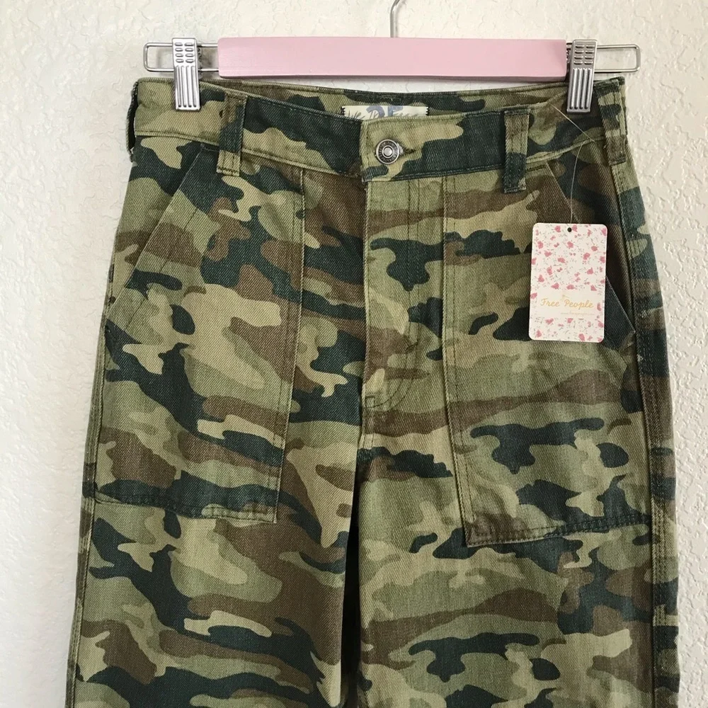 Free People We the Free Camo Crop High Waist Jeans